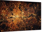 Sattelietfoto van de Londen City Map in de nacht - Foto op Dibond - 90 x 60 cm