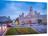 Verkeersdrukte rond het Plaza de Cibeles in Madrid - Foto op Dibond - 60 x 40 cm