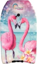 bodyboard Flamingo junior foam 83 cm lichtblauw/roze