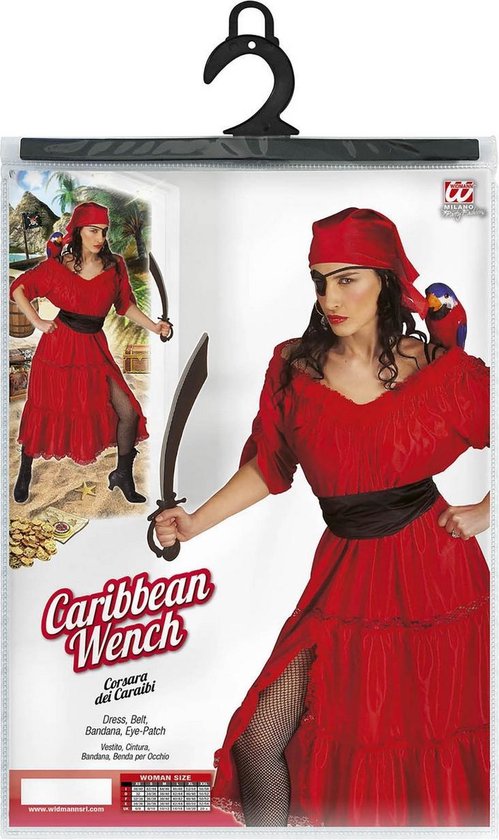 Widmann - Piraat & Viking Kostuum - Caraibische Lichtekooi Pirata Kostuum  Vrouw - Rood