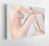 Canvas schilderij - Naked girl with red hair, painting, oil on canvas, fragment of picture  -     460567675 - 80*60 Horizontal