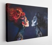 Canvas schilderij - Beautiful girl in a fantasy image black and red  -     1165024333 - 80*60 Horizontal