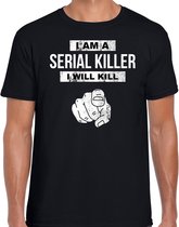 Serial killer halloween verkleed t-shirt zwart voor heren - horror shirt / kleding / kostuum S