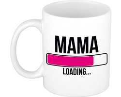Mama loading kado koffiemok - beker wit - 300 ml - Cadeau aanstaande mama - moeder - zwanger - aankondiging