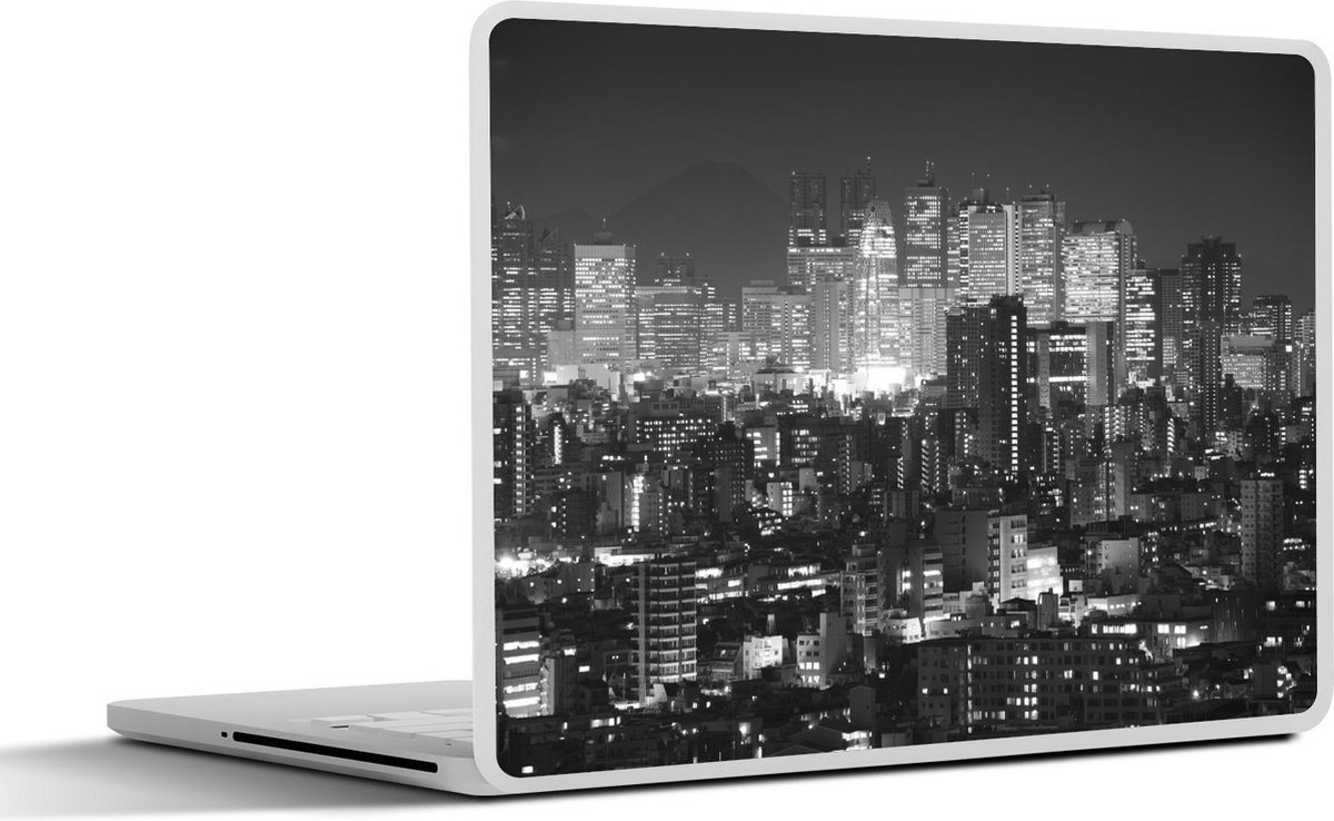 Afbeelding van product SleevesAndCases  Laptop sticker - 17.3 inch - Wolkenkrabber - Zwart - Wit - Nacht