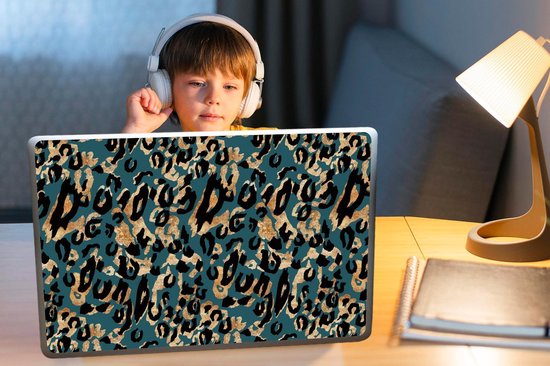 Sticker ordinateur portable - 17,3 pouces - Panthère - Imprimé animal - Marron