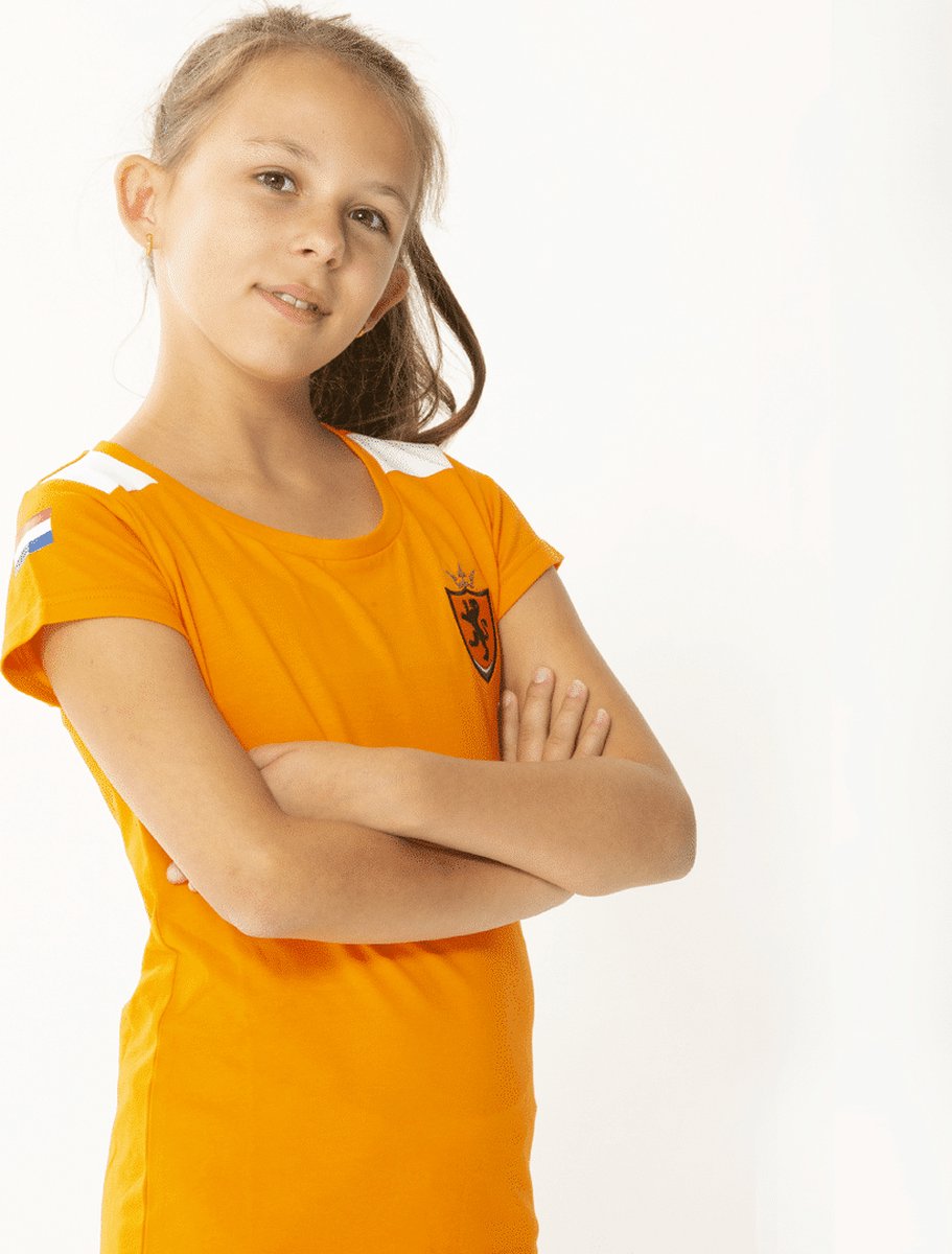 Oranje meisjes t-shirt - 100% polyester - Holland kids shirt - Leeuwinnen