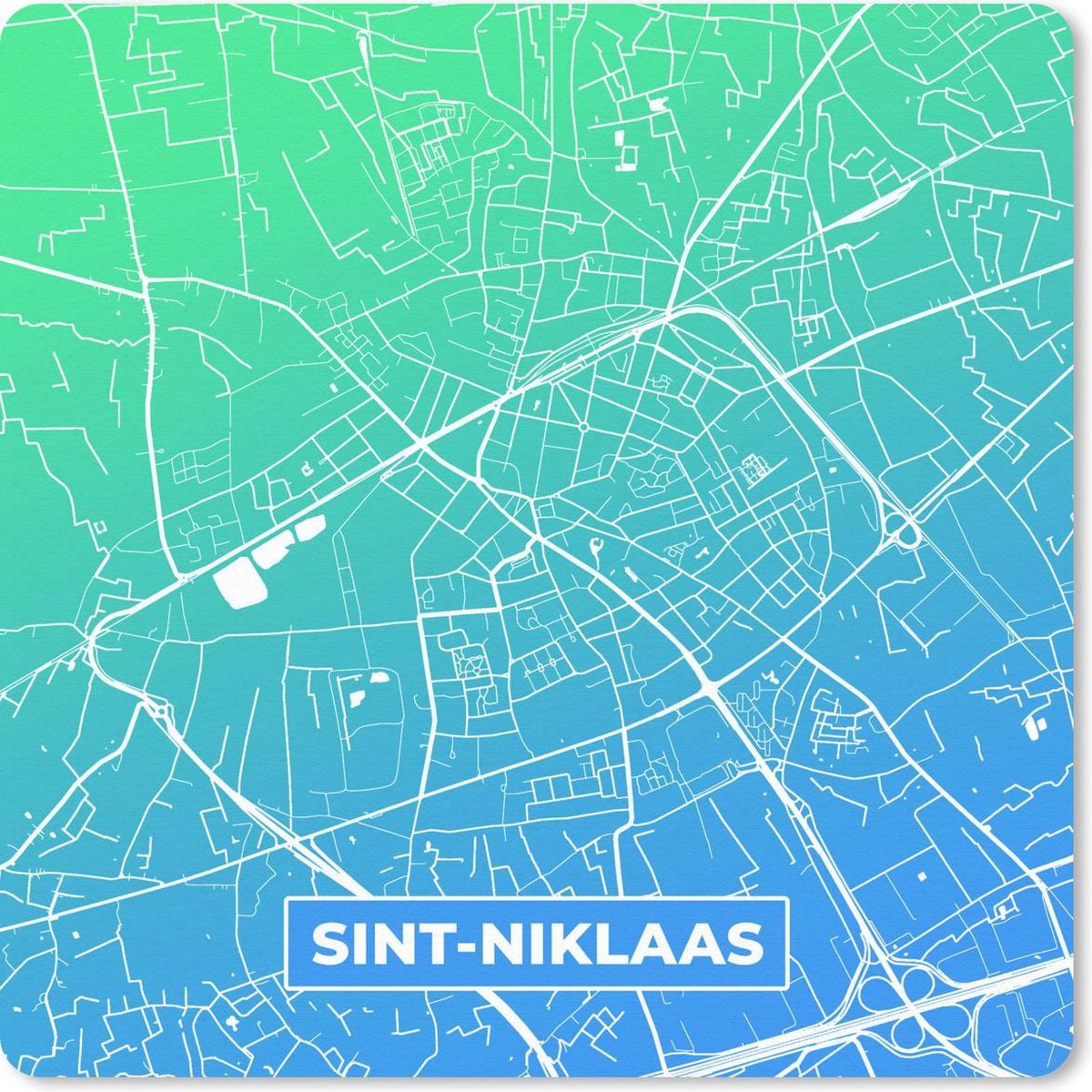 Muismat 30x30 cm - Mousepad Stadskaart - Sint-Niklaas - België - Blauw - Muismatten