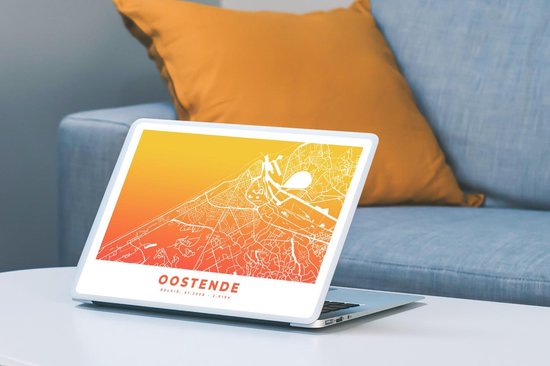 Sticker pour ordinateur portable - 13,3 pouces - Plan de la ville - België - Ostende - Oranje