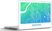 Laptop sticker - 10.1 inch - Stadskaart - Seraing - Blauw - België - 25x18cm - Laptopstickers - Laptop skin - Cover