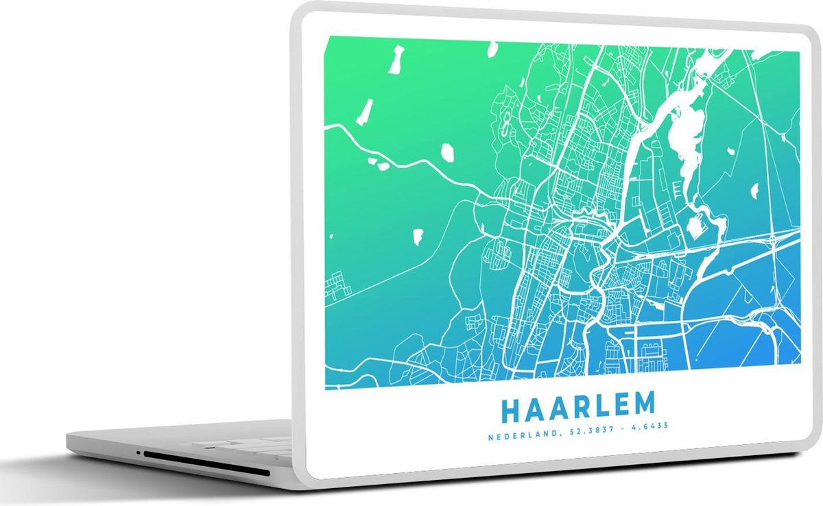 Laptop sticker - 10.1 inch - Stadskaart - Haarlem - Groen - Blauw - SleevesAndCases