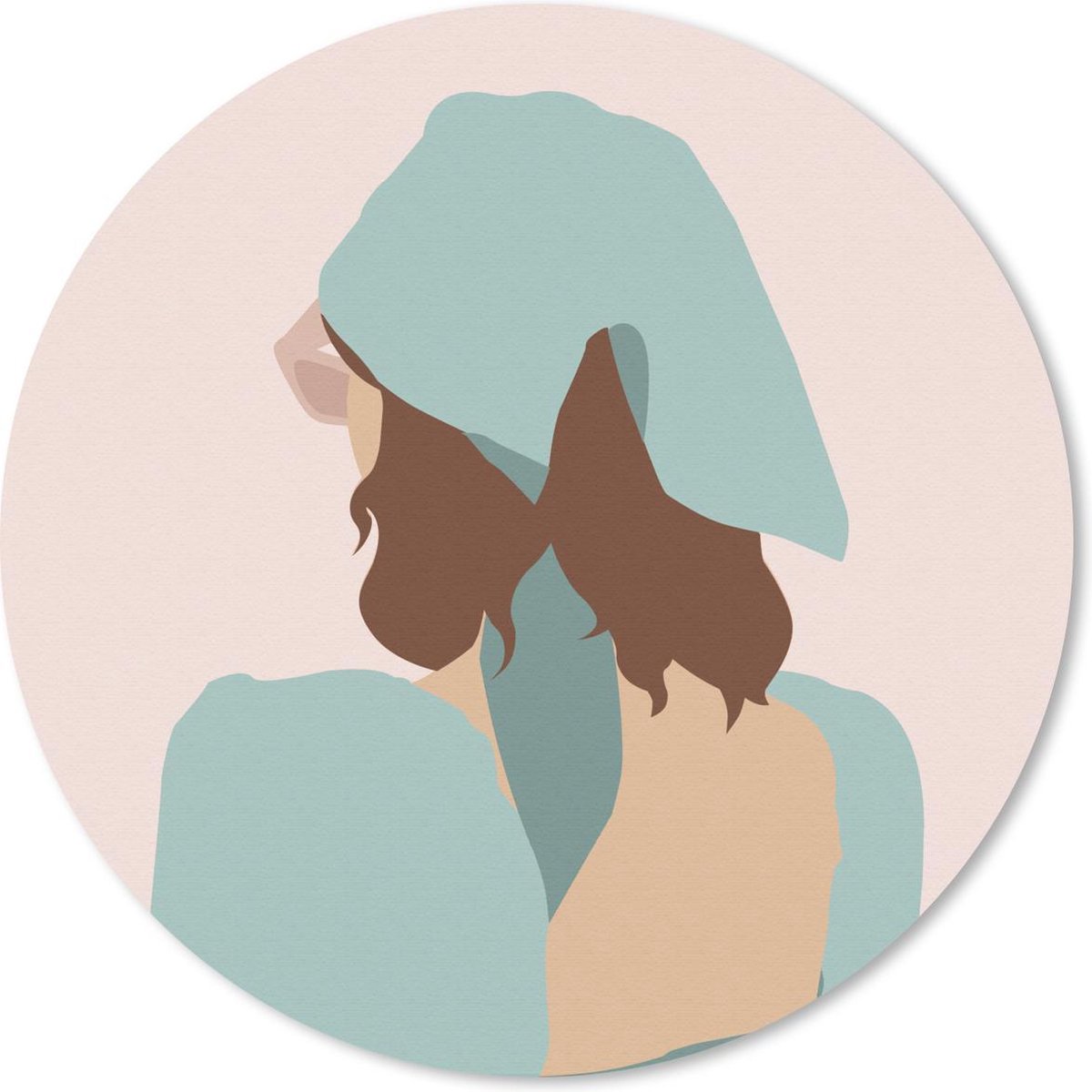 Muismat rond 50x50 cm - Mousepad Zomer - Vrouw - Pastel - Ronde muismatten