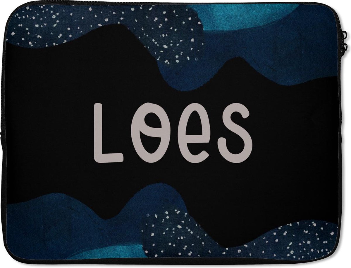 Laptophoes 17 inch - Loes - Pastel - Meisje - Laptop sleeve - Binnenmaat 41x28 cm - Zwarte achterkant