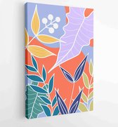 Canvas schilderij - Summer tropical wall arts vector. Palm leaves, coconut leaf, monstera leaf, line arts 2 -    – 1922510723 - 80*60 Vertical