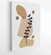 Canvas schilderij - Earth tone boho foliage line art drawing with abstract shape. Abstract Plant Art design for print, cover, wallpaper, Minimal and natural wall art. 4 -    – 1824