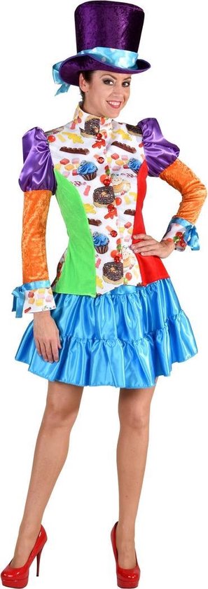 Magic By Freddy's - Clown & Nar Kostuum - Jas Candy Mix Taart En Snoep Vrouw - Multicolor - Extra Small - Carnavalskleding - Verkleedkleding