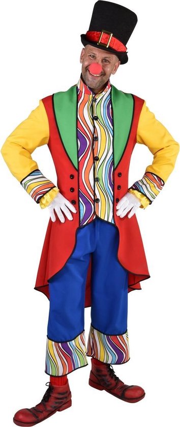 Magic By Freddy's - Clown & Nar Kostuum - Regenboog Golven Clown Circus Theater - Man - multicolor - XXL - Carnavalskleding - Verkleedkleding