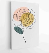 Canvas schilderij - Floral and Foliage line art drawing with abstract shape. Abstract Plant Art design for print, cover, wallpaper, Minimal and natural wall art. 2 -    – 181023022