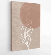 Canvas schilderij - Earth tone boho foliage line art drawing with abstract shape. Abstract Plant Art design for print, cover, wallpaper, Minimal and natural wall art. 4 -    – 1827
