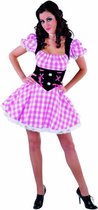 Roze dirndl met geblokte rok en Edelweiss applicatie - Oktoberfest kostuum dames maat 50/52 (XXL)