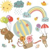 muursticker Rainbow 3D junior papier 12 stuks