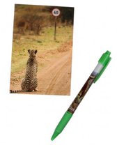 notitieboekje met pen luipaard 12 cm