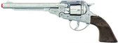 Speelgoed revolver cowboy 8 schots 27,5 cm zilver