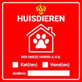 Huisdieren sticker brandweer - veiligheidsstickers - zelfklevende folie - 75 x 75 mm