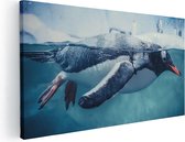Artaza Peinture sur toile Pingouin nage dans l' Water - 40x20 - Klein - Image sur toile - Impression sur toile