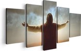 Artaza Canvas Schilderij Vijfluik Jezus Christus aan het Bidden bij Zonsopgang - 100x50 - Foto Op Canvas - Canvas Print