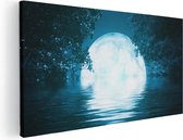 Artaza Canvas Schilderij Volle Maan in het Water - 120x60 - Groot - Foto Op Canvas - Canvas Print