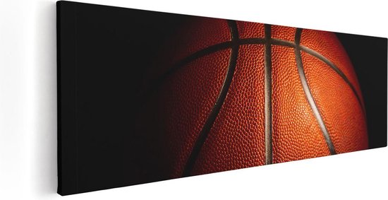 Artaza Canvas Schilderij Basketbal op een Zwarte Achtergrond - 60x20 - Foto Op Canvas - Canvas Print