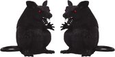 Nep ratten - 2x - 23 x 18 cm - zwart - Horror/griezel thema decoratie dieren