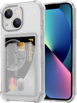 ShieldCase geschikt voor Apple iPhone 13 Mini TPU hoesje met pasjeshouder - transparant