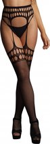 Garterbelt stockings with open design - Black - O/S - Maat O/S