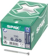 SPAX 191010600803 Universele schroef, Verzonken kop, 6 x 80, Deeldraad, T-STAR plus T30 - WIROX - 100 stuks