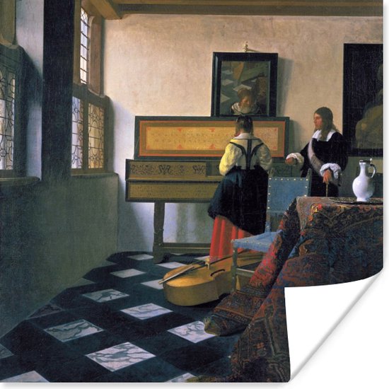 Affiche La leçon de musique - Johannes Vermeer - 30x30 cm