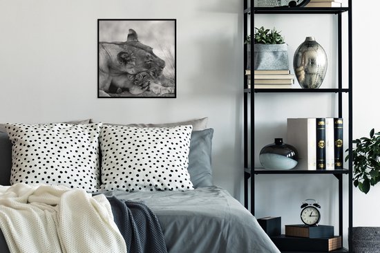 Cadre photo avec affiche - Lionne - Cub - Zwart - 40x40 cm - Cadre pour affiche