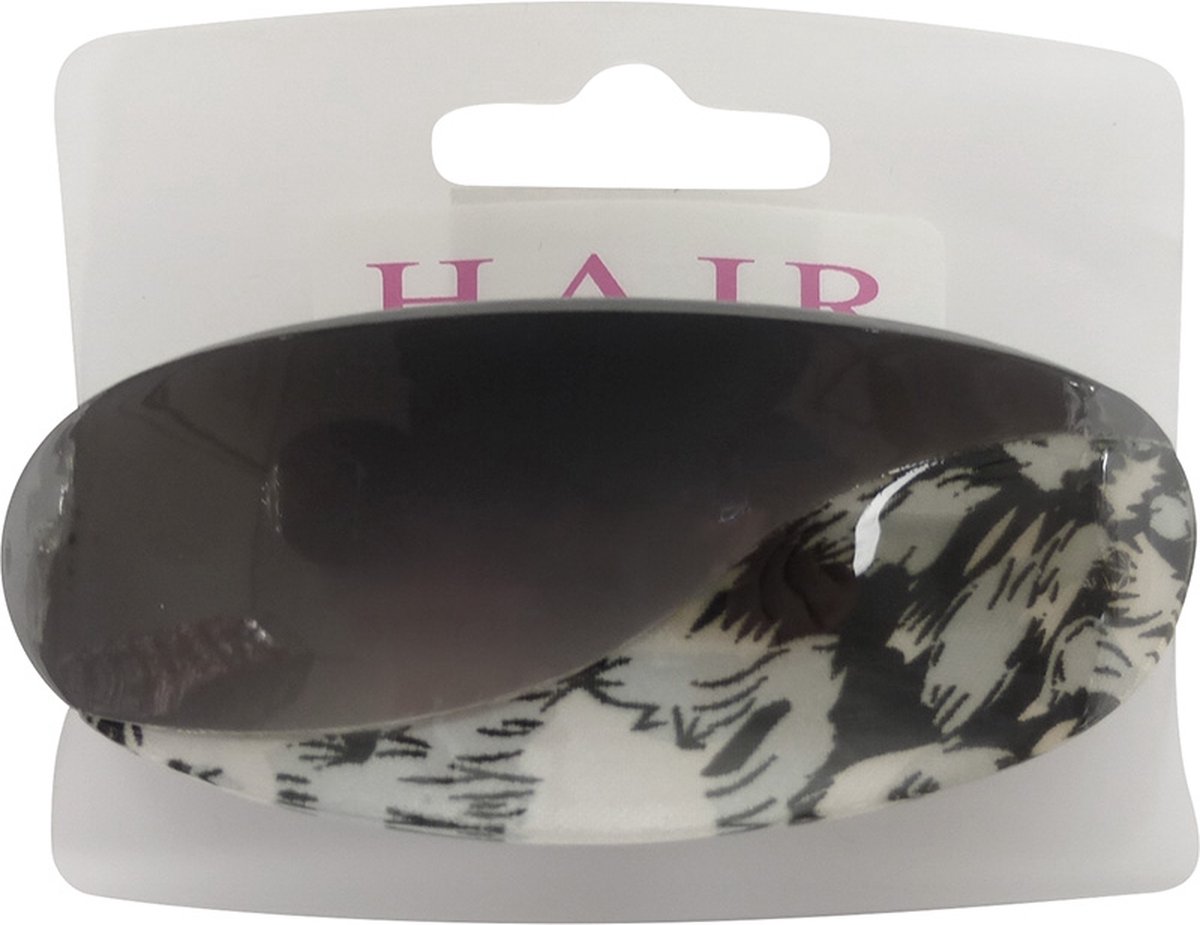 Haarsoires Haarspeld Patentspeld 10cm - Ovaal - Panterprint - Grijs - Haarspelden voor Dames - Haarklem - Haarclip - Haaraccessoires - Hair Clip - Decoratieve Haaraccessoire