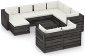 Decoways - 10-delige Loungeset met kussens grijs geïmpregneerd hout