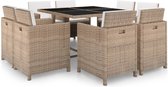 Decoways - 9-delige Tuinset met kussens poly rattan beige