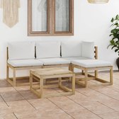 Decoways - 5-delige Loungeset met crèmekleurige kussens