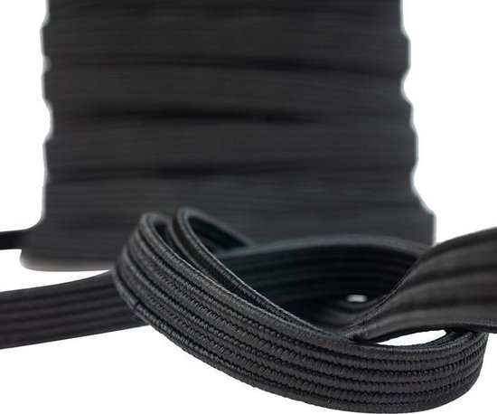 Afdekzeilwinkel - Elastisch koord 11mm plat zwart op rol - 10 meter — afbeelding 3
