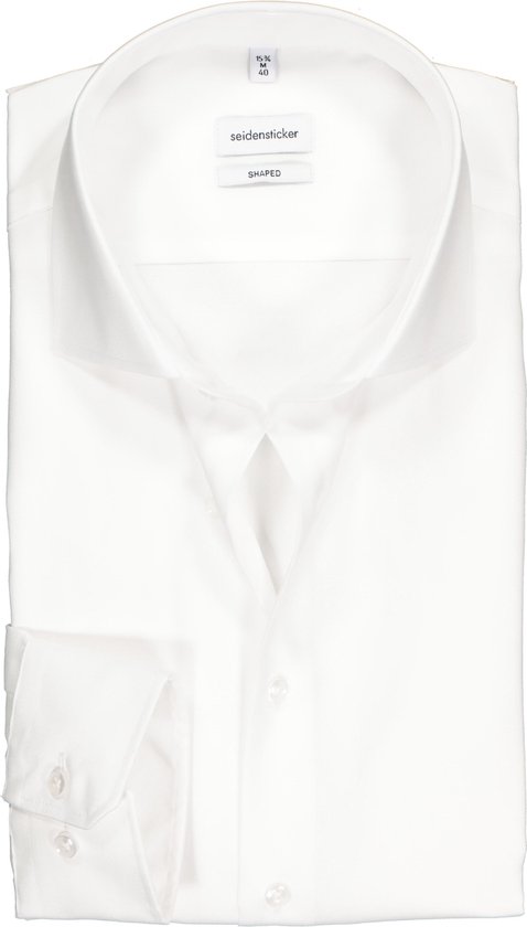 Seidensticker shaped fit overhemd - wit fijn Oxford - Strijkvrij - Boordmaat: 42