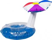 opblaasbare bekerhouder parasol 18 x 22 cm blauw/wit