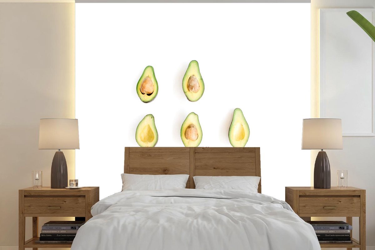 Behang - Fotobehang Avocado - Fruit - Tropisch - Breedte 280 cm x hoogte 280 cm