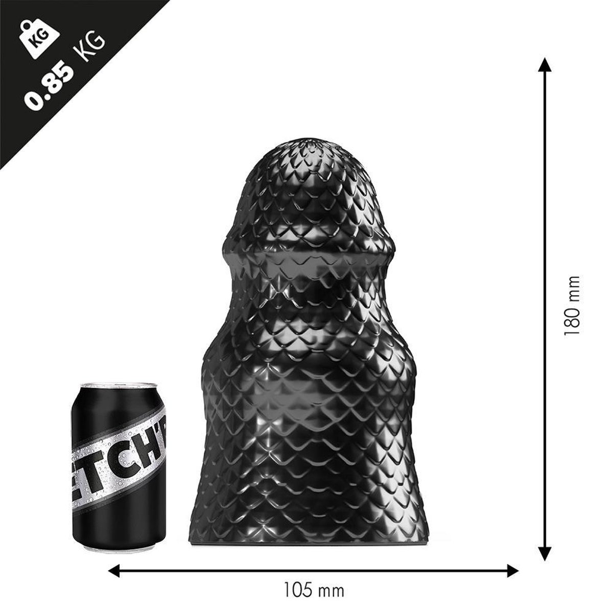 Stretch'r - Scaly - XXL Buttplug - Zwart Metallic M