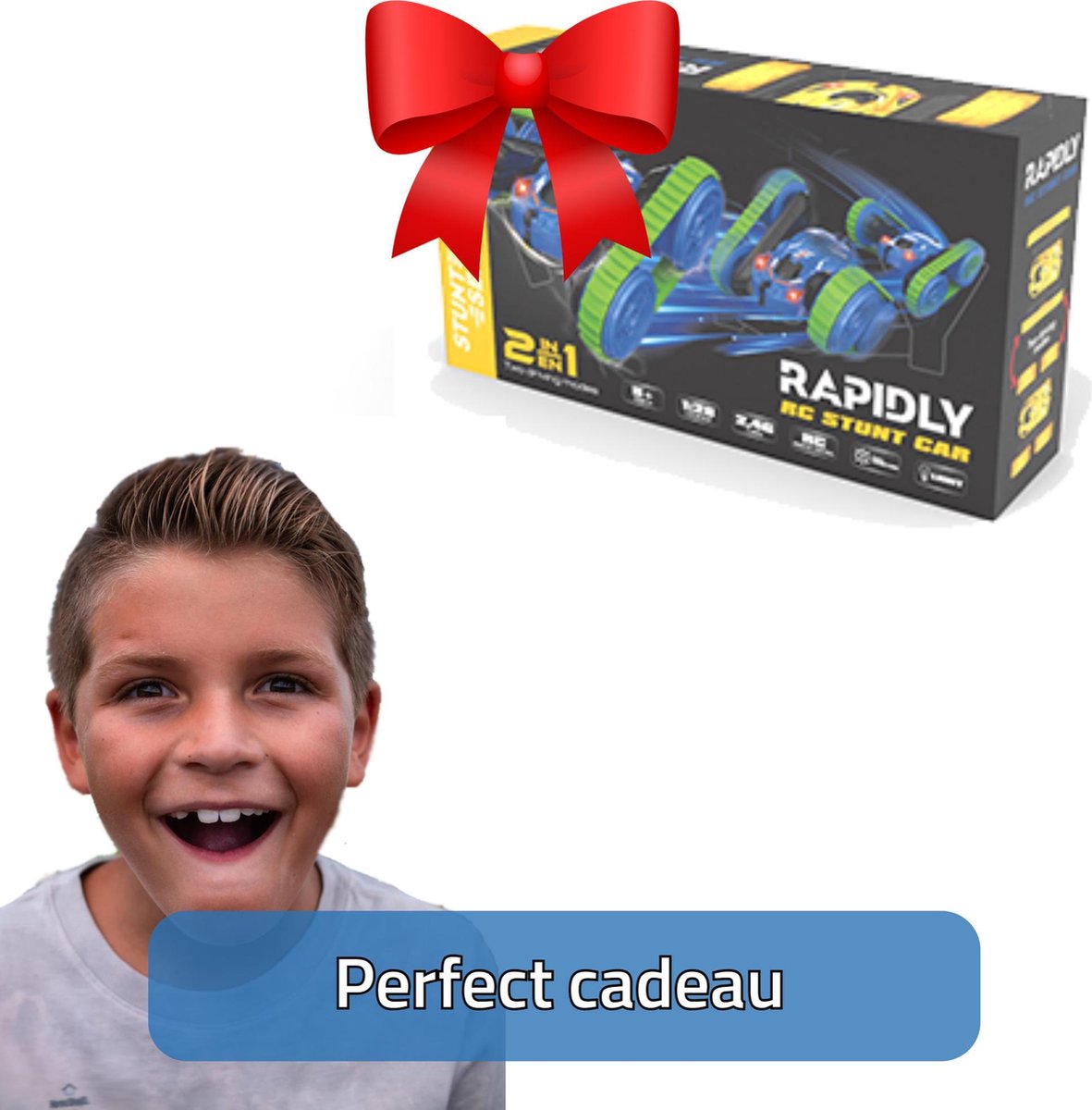 HyperWheels - Bestuurbare Auto voor Jongens - Speelgoed Stuntauto voor Binnen of Buiten - Blauw met Groen - incl. 2 accu's en Rupsbanden — afbeelding 8