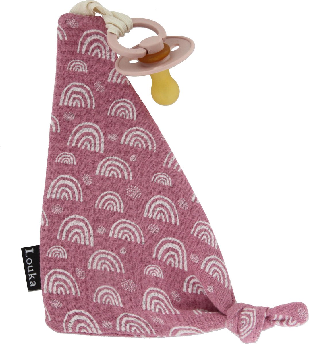 Goedkoopste Louka Speendoekje driehoek regenboog roze - hydrofiel katoen - speenknuffel - excl. Bibs speen