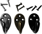 Set van 10 metalen kledinghaakjes, hangers (kleur: zwart)